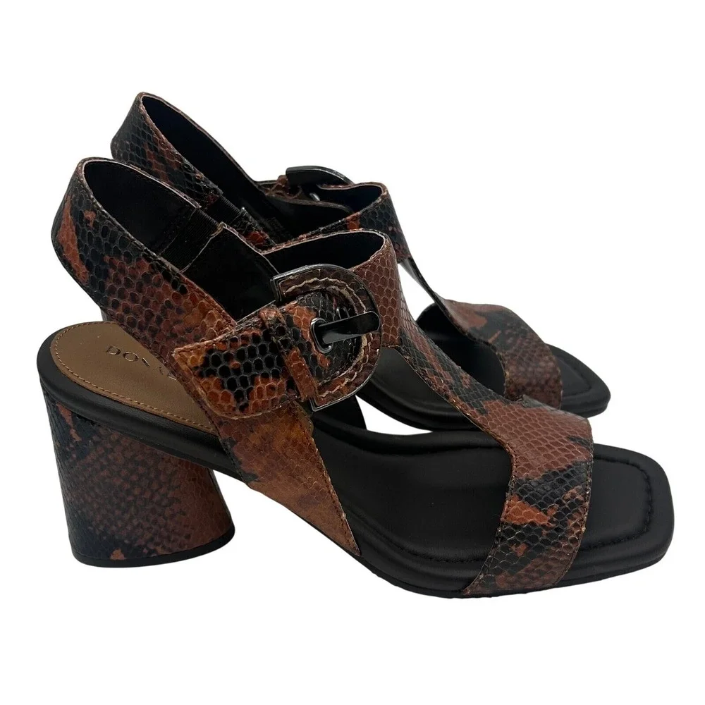 New Donald Pliner Erin Snake Embossed Leather Sandals T-Strap Size 8.5 M